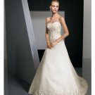 A-Line/Princess Strapless Chapel Train Satin wedding dress for brides 2010 style(WDE0104)