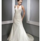 A-Line/Princess Halter Top Chapel Train Satin wedding dress for brides 2010 style(WDE0098)