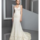 A-Line/Princess Halter Top Chapel Train Chiffon wedding dress for brides 2010 style(WDE0101)