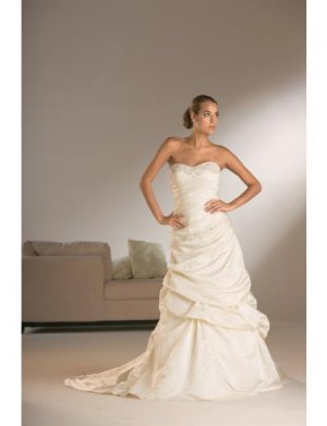 A-Line/Princess Strapless Chapel Train Taffeta wedding dress for brides 2010 Style(WDS0087)