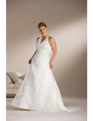 A-Line/Princess Halter Top Sweeping Train Organza wedding dress for brides 2010 Style(WDS0089)