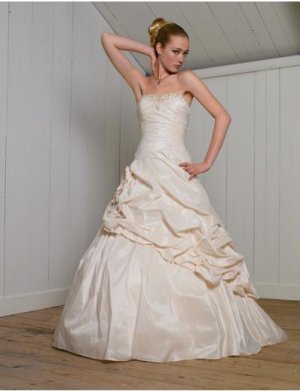 A-Line/Princess Strapless Chapel Train Taffeta wedding dress for brides 2010 Style(WDS0094)