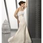 A-Line/Princess Strapless Chapel Train Satin wedding dress for brides 2010 style(WDE0114)