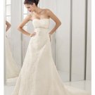A-Line/Princess Strapless Chapel Train Satin wedding dress for brides 2010 style(WDE0082)