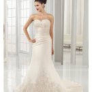 A-Line/Princess Strapless Chapel Train Satin wedding dress for brides 2010 style(WDE0084)