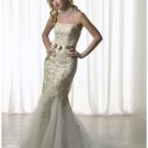 Mermaid Strapless Chapel train Satin Organza wedding dress for brides 2010 style(BST0091)