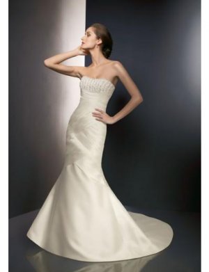 Mermaid Strapless Chapel Train Satin wedding dress for brides 2010 Style(WD0287)
