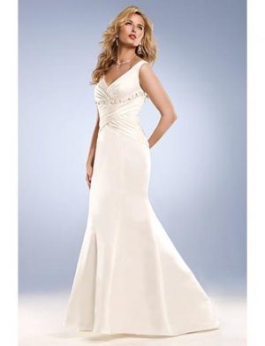 Mermaid V-neck Brush Train Satin wedding dress for brides 2010 Style(WD0038)