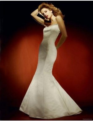Mermaid Strapless Chapel Train Satin wedding dress for brides 2010 style(WDA0638)
