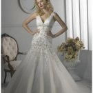 Mermaid V-neck Chapel train Satin wedding dress for brides 2010 style(WD1178)