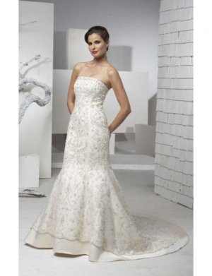 Mermaid Strapless Chapel Train Satin wedding dress(WD6630)