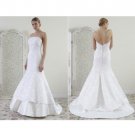 Mermaid Strapless Chapel Train Lace Satin wedding dress(WD0802)