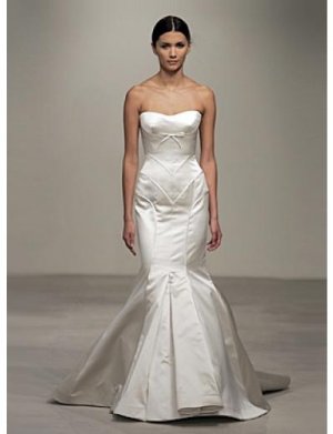 Mermaid Stapless Chapel train wedding dress for brides 2010 style(WDA0551)