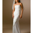 Mermaid Strapless Brush train satin wedding dress for brides 2010 style(WDA1431)