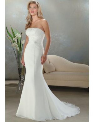 Mermaid Strapless Chapel train Satin wedding dress for brides 2010 Style(WDA0053)