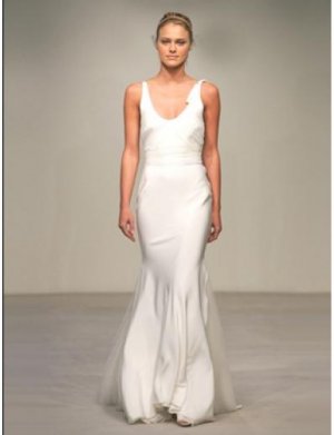 Mermaid Scoop Floor-length Satin wedding dress for brides 2010 style(WDA0561)