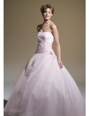 Ball Gown Strapless Floor Length Organza wedding dress for brides 2010 style(WDE0178)