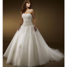 Ball Gown Strapless Cathedral Train Organza wedding dress for brides 2010 style(WDE0128)