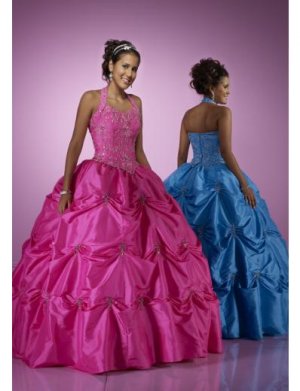 Ball Gown halter top Floor Length Satin wedding dress for brides 2010 style(WDE0165)