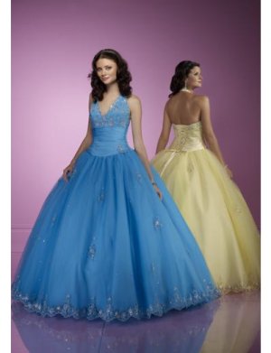 Ball Gown halter top Floor Length Satin wedding dress for brides 2010 style(WDE0168)