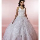 Ball Gown Halter top Floor Length Satin wedding dress for brides 2010 style(WDE0173)