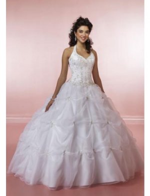 Ball Gown Halter top Floor Length Satin wedding dress for brides 2010 style(WDE0173)