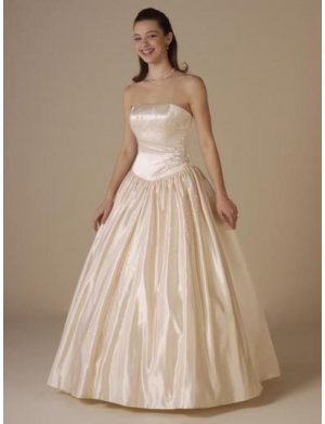 Ball Gown Strapless Floor Length Satin wedding dress for brides 2010 style(WDA0315)