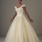 Ball Gown Off-the-shoulder Floor Length Organza wedding dress for brides 2010 style(WDA0312)