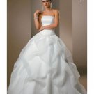 Ball Gown Strapless Chapel Train Organza wedding dress for brides 2010 style(WDA1188)