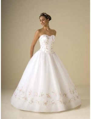Ball Gown Strapless Floor Length Organza wedding dress for brides 2010 style(WDA0328)