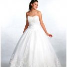 Ball Gown Strapless Floor Length Satin Lace wedding dress for brides 2010 style(WDA0323)