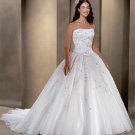 Ball Gown Strapless Cathedral train Organza wedding dress for brides 2010 style(WDA0075)
