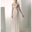 Column/Sheath Square Chapel Train Chiffon wedding dress for brides 2010 style(WDE0012)