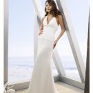 Column/Sheath Halter top Brush Train Chiffon wedding dress for brides 2010 style(WDE0148)