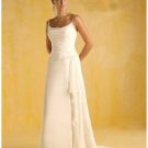 Column/Sheath Scoop Brush train Satin wedding dress for brides 2010 style(WDA0336)