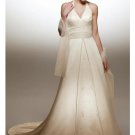 Empire V-neck Halter Top Chapel train Satin wedding dress for brides 2010 Style(WDA1636)