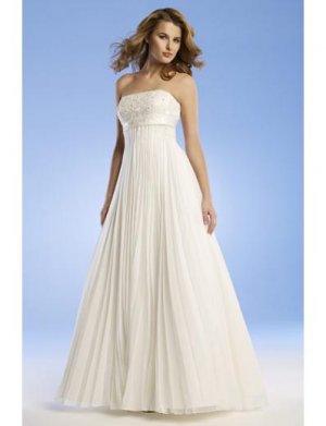 Empire Strapless Sweep train Chiffon wedding dress for brides 2010 Style(WED0059)