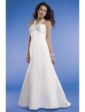 Empire Halter Top Sweep train Satin wedding dress for brides 2010 Style(WED0068)