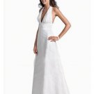 Empire Halter Top deep V-neck Chapel Train Satin wedding dress for brides 2010 style(WDA0287)