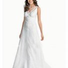 Empire V-neck Chapel Train Satin wedding dress for brides 2010 style(WDA0301)