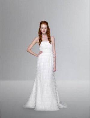 Empire Strapless brush Train Chiffon wedding dress for brides 2010 Style(WDL0124)