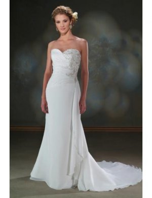 Empire Sweetheart Chapel Train Chiffon wedding dress for brides 2010 style(WDA0071)