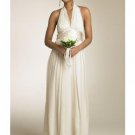 Empire Halter Top Tea-Length Chiffon wedding dress for brides 2010 style(WDA0670)
