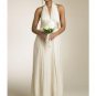 Empire Halter Top Tea-Length Chiffon wedding dress for brides 2010 style(WDA0670)