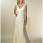 Empire V-neck Chapel Train Satin wedding dress for brides 2010 style(WDA0368)
