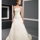 A-Line/Princess Strapless Chapel Train Satin wedding dress for brides 2010 style(WDE0089)