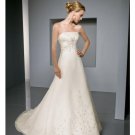 A-Line/Princess Strapless Chapel Train Organza Satin wedding dress for brides 2010 style(WDE0090)
