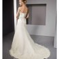 A-Line/Princess Strapless Chapel Train Organza Satin wedding dress for brides 2010 style(WDE0090)