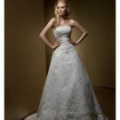 A-Line/Princess Strapless Chapel Train Organza wedding dress for brides 2010 style(WDE0071)