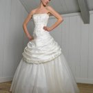 A-Line/Princess Strapless Chapel Train Organza wedding dress for brides 2010 Style(WDS0227)
